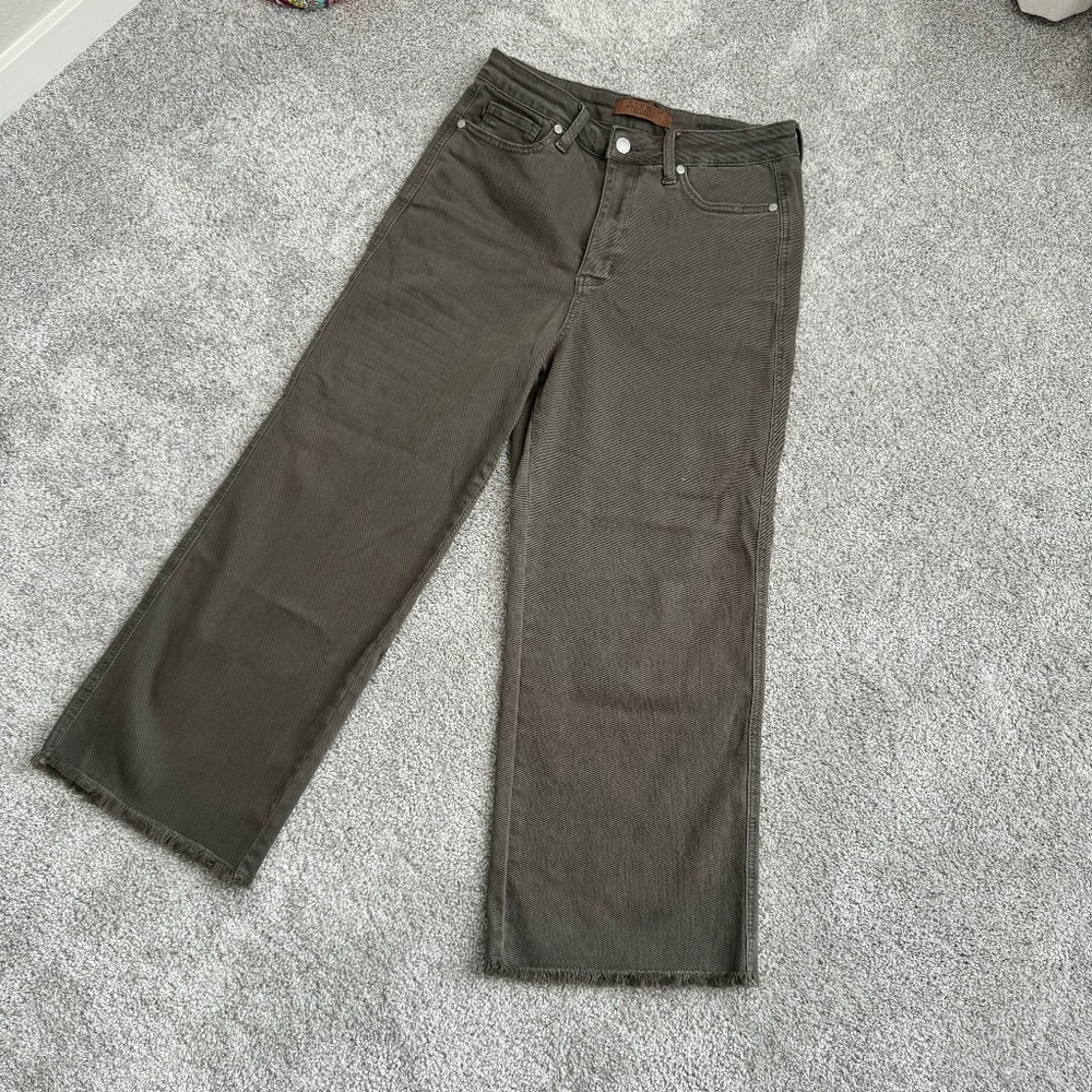 Judy Blue Olive You Tummy Control Wide Leg Cropped Jeans
